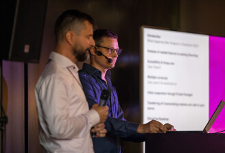 Kalle and Niklas presenting at StripeCon Europe 2023